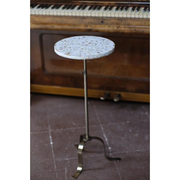 Beyaz Shiraz Sedef Kakma Kahve Sehpası