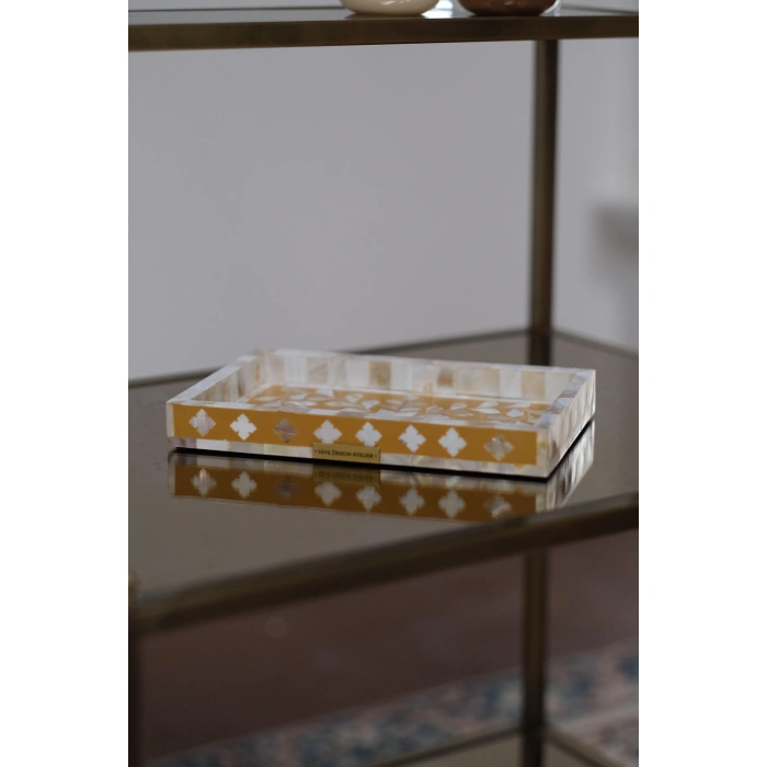 Firuz Sedef Kakma Mini Tepsi Hardal