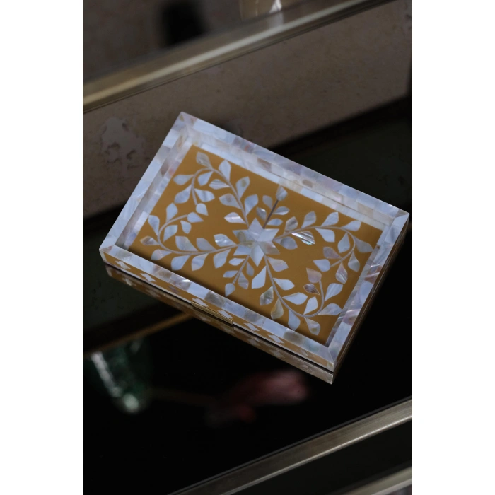 Firuz Sedef Kakma Mini Tepsi Hardal