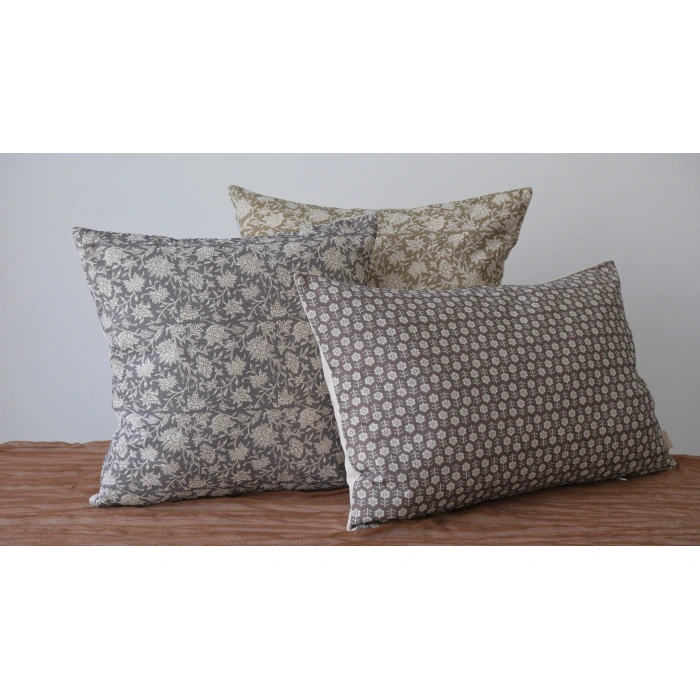 Gri Safia Keten Kırlent Kılıfı