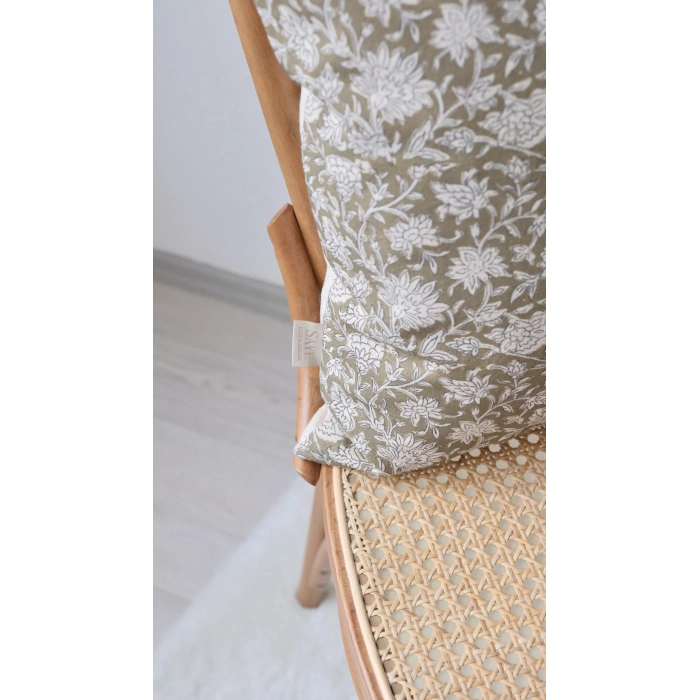 Haki Safia Keten Kırlent Kılıfı