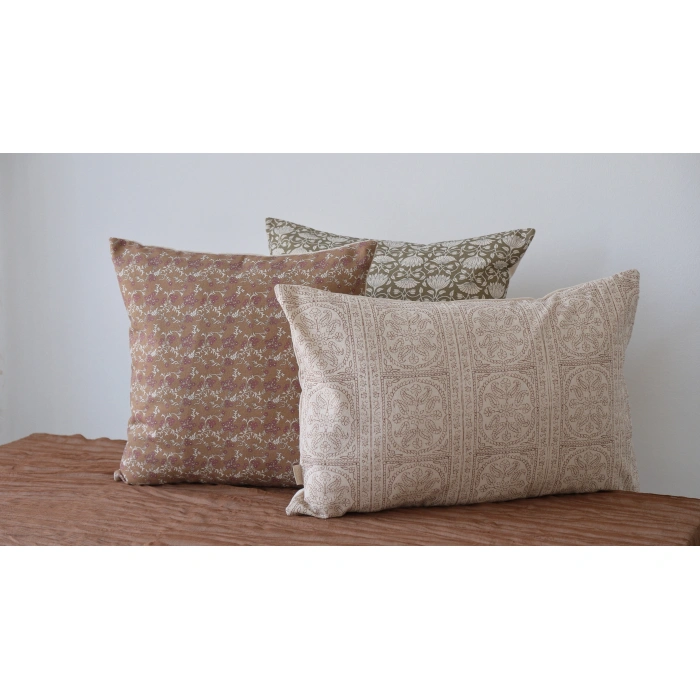 Kahve Bukhar Keten Kırlent Kılıfı