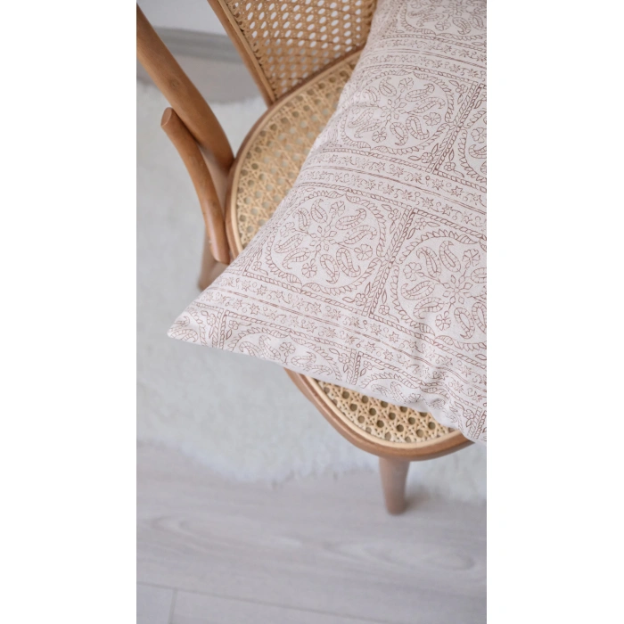 Kahve Bukhar Keten Kırlent Kılıfı