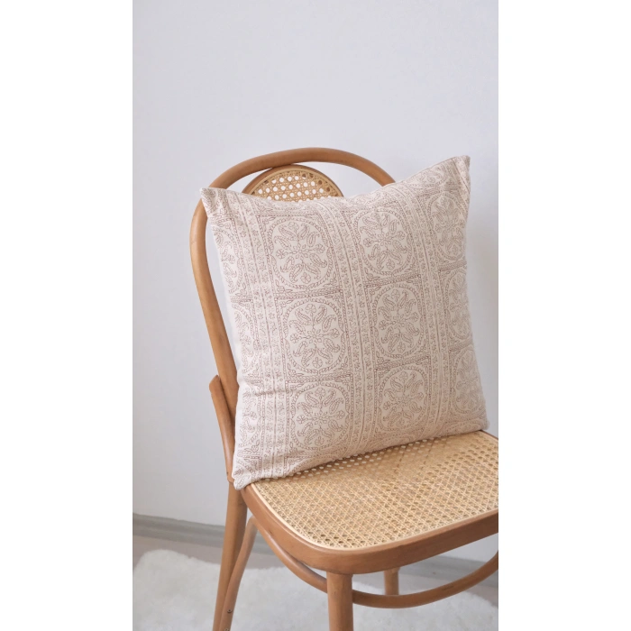 Kahve Bukhar Keten Kırlent Kılıfı