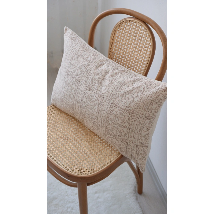 Kahve Bukhar Keten Kırlent Kılıfı