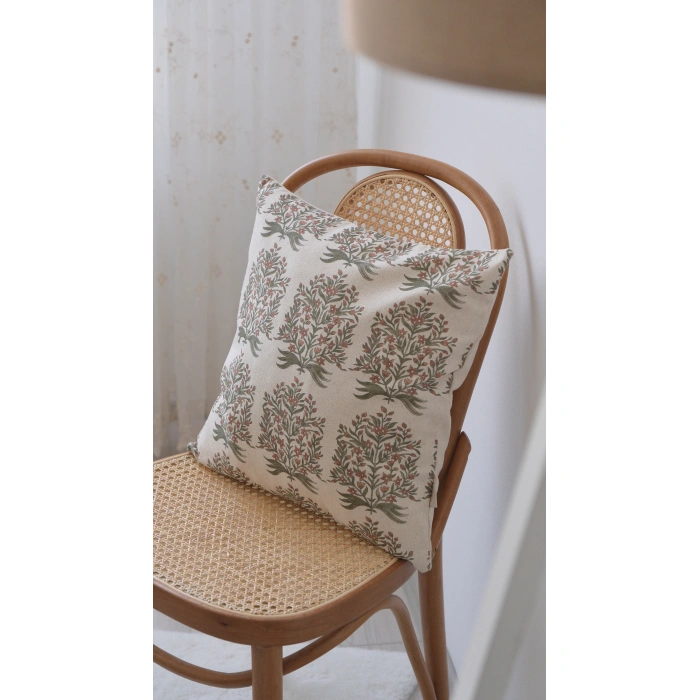 Kırmızı Sera Keten Kırlent Kılıfı