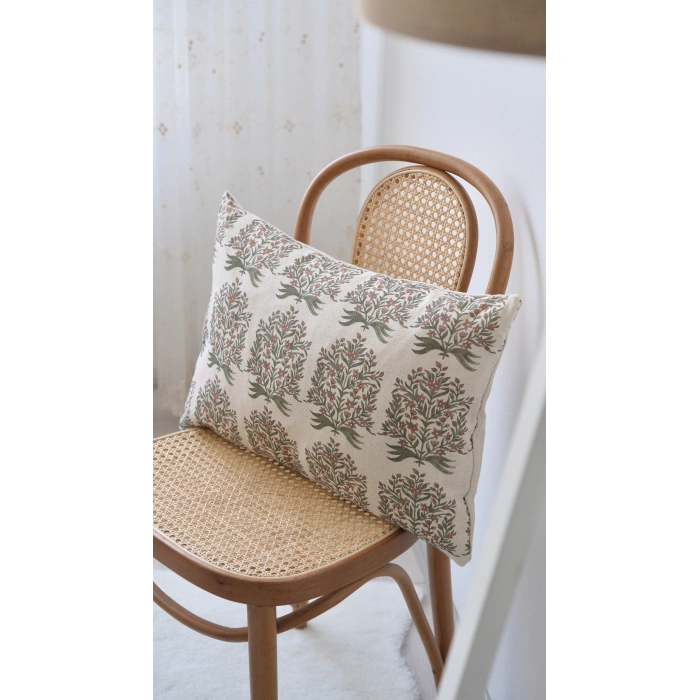 Kırmızı Sera Keten Kırlent Kılıfı