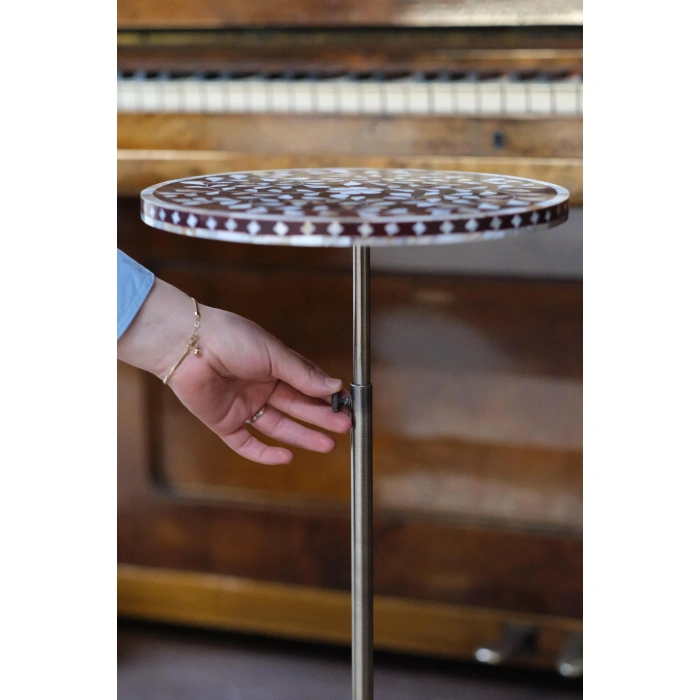 Beyaz Shiraz Sedef Kakma Kahve Sehpası