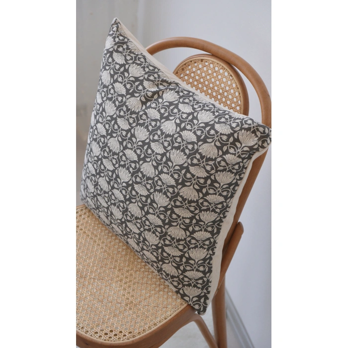 Siyah Samar Keten Kırlent Kılıfı