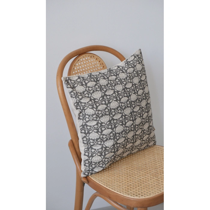 Siyah Samar Keten Kırlent Kılıfı