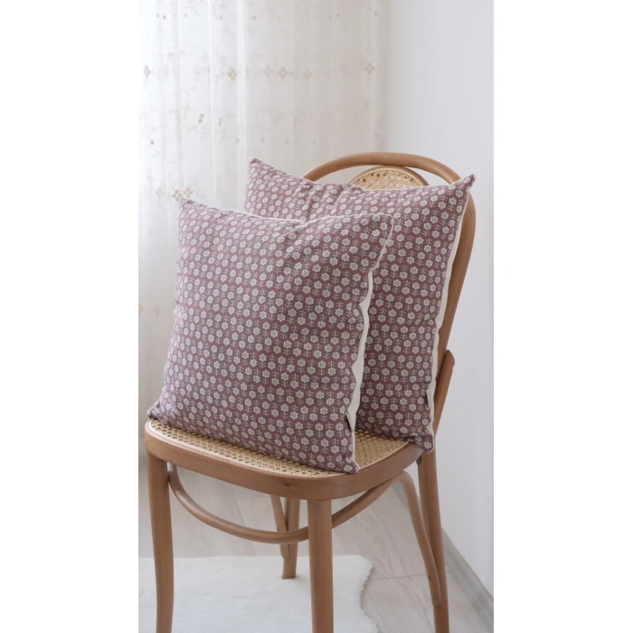 Vişne Roozi Keten Kırlent Kılıfı