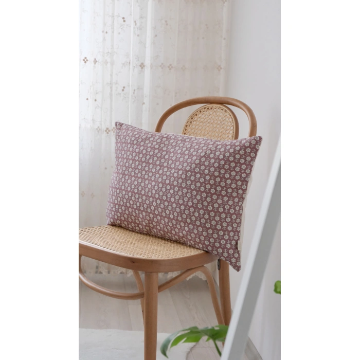 Vişne Roozi Keten Kırlent Kılıfı