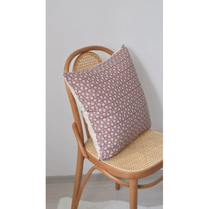 Vişne Roozi Keten Kırlent Kılıfı