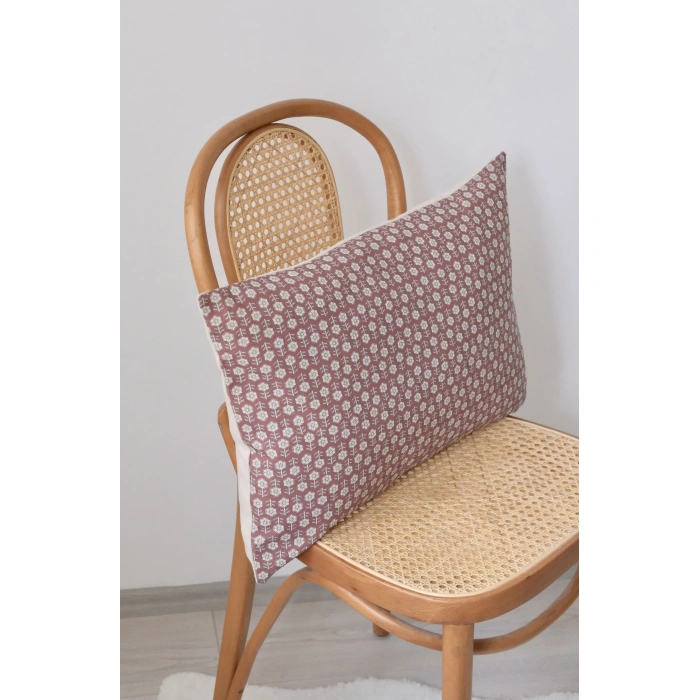 Vişne Roozi Keten Kırlent Kılıfı