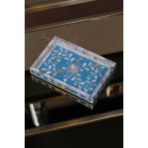 Firuz Sedef Kakma Mini Tepsi Mavi