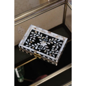 Firuz Sedef Kakma Mini Tepsi Siyah