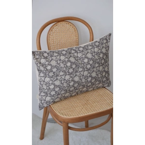 Gri Safia Keten Kırlent Kılıfı