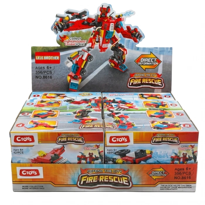 CEREN CTOY-8616  İTFAİYE ARAÇLARI DÖNÜŞEBİLEN BLOKLAR STANT 8Lİ