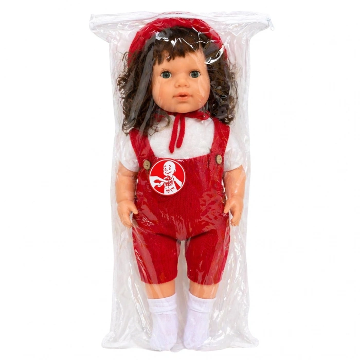 GAMZE 60 CM TRİKOLU TULUMLU SAÇLI BÜYÜK BEBEK