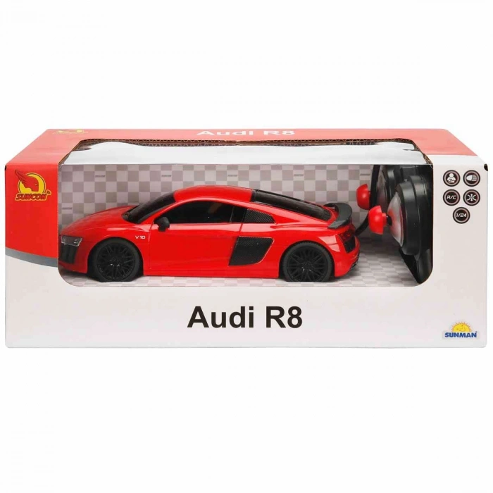 SUNMAN S00003950 SUN-RST-SNC-R/C ARABA 1/24 AUDI R8 F/F B/O IŞIKLI 27MHZ.2R.