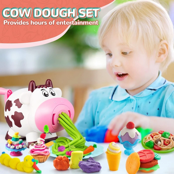 ASYA 4322 PLAYTOYS HAPPY ANIMAL COW DOUGH SET (12)
