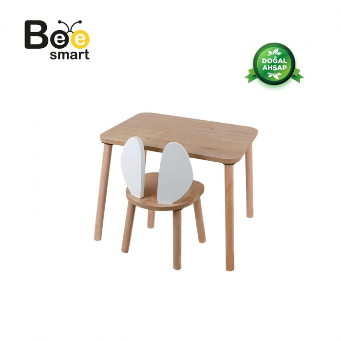BEE SMART MS-80-1  BEE SMART SAFİR MEŞE BEYAZ NATUREL 1 SANDALYE SET