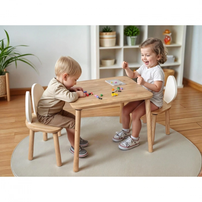 BEE SMART MS-80  BEE SMART SAFİR MEŞE BEYAZ NATUREL 2 SANDALYE SET