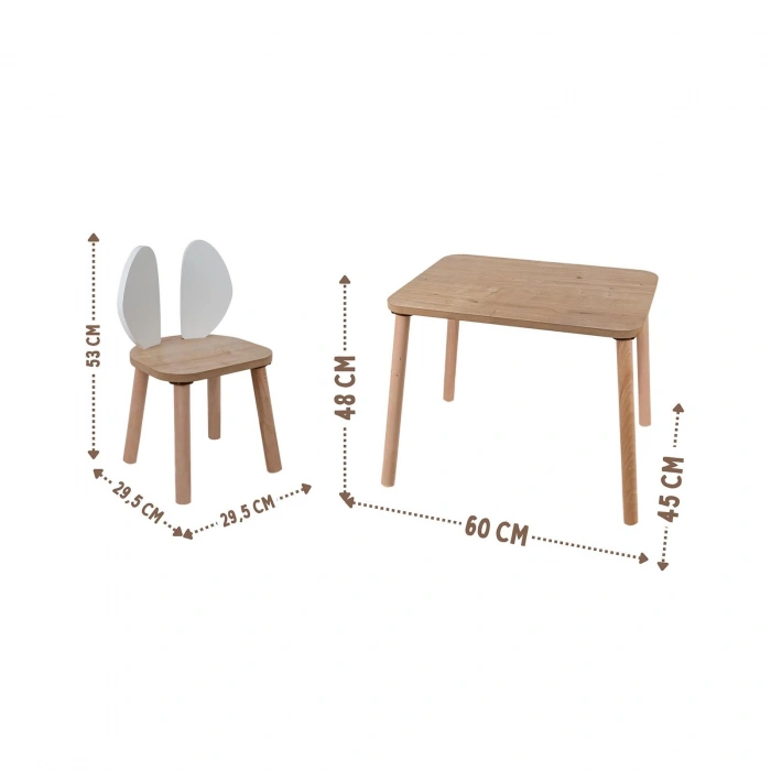 BEE SMART MS-80  BEE SMART SAFİR MEŞE BEYAZ NATUREL 2 SANDALYE SET