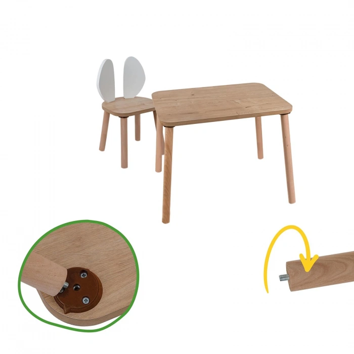 BEE SMART MS-80  BEE SMART SAFİR MEŞE BEYAZ NATUREL 2 SANDALYE SET