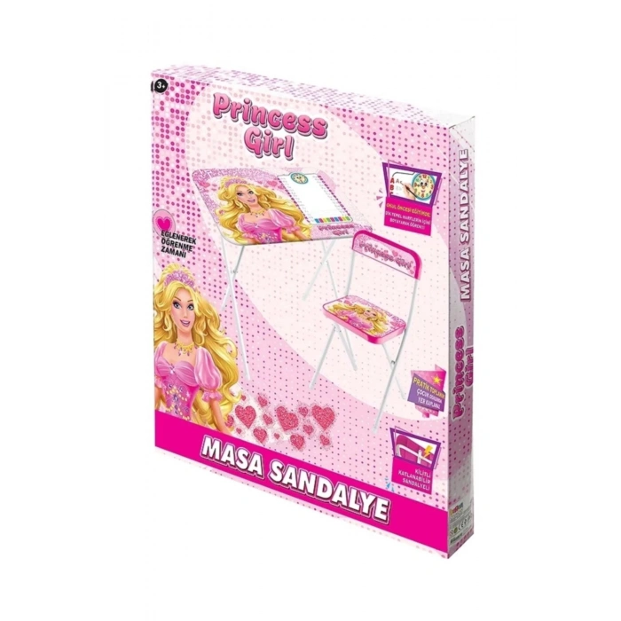 BEREN BRN-0810 DERS ÇALIŞMA MASASI PEMBE KIZ (4)