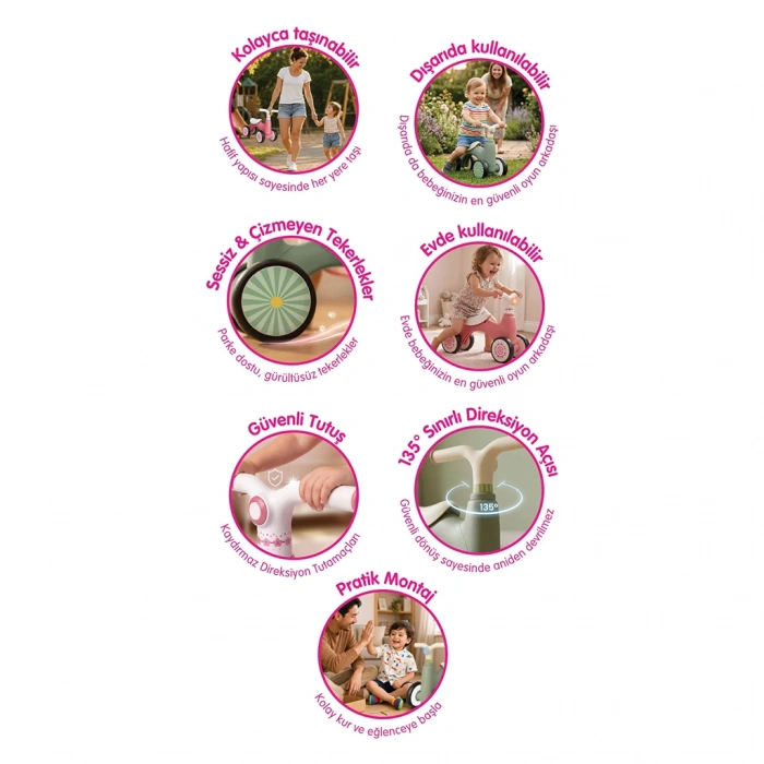 BİRLİK-URT047-001 BABAYCİM DENGE BİSİKLETİ(PEMBE)