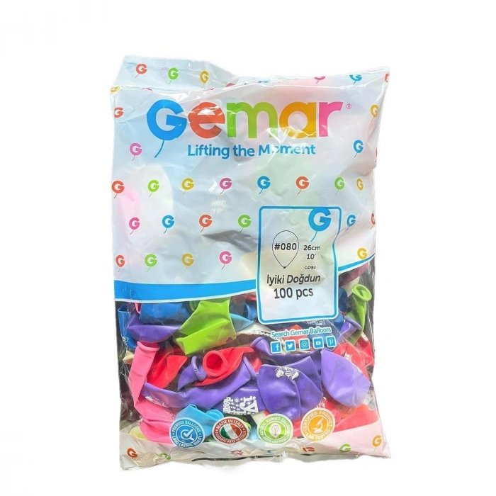 GEMAR GD-90 PUANTİYE ÇEPEÇEVRE BASKILI BALON (100)