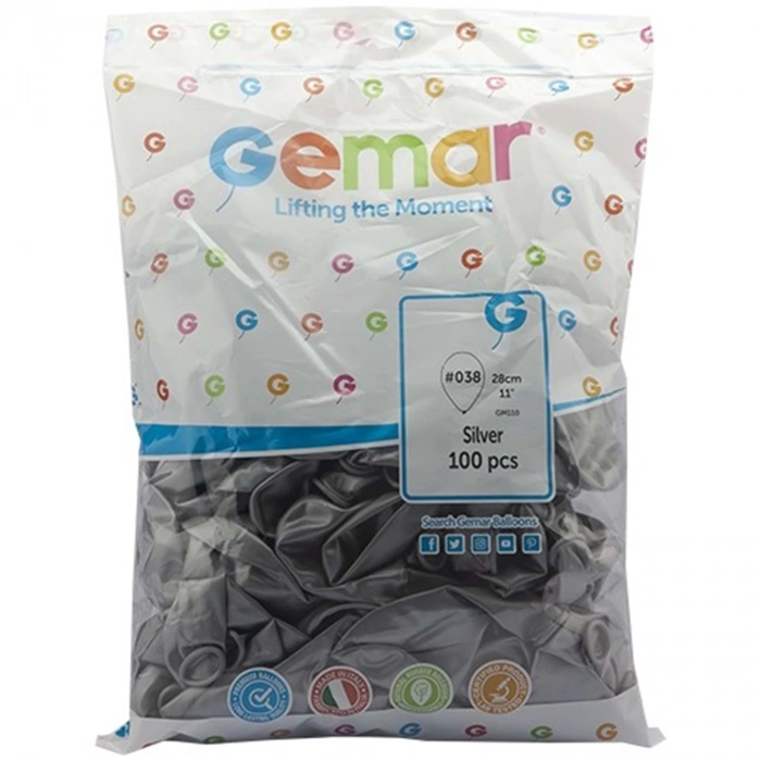 GEMAR GM-110-38 METALİK BALON GÜMÜŞ RENK (50)