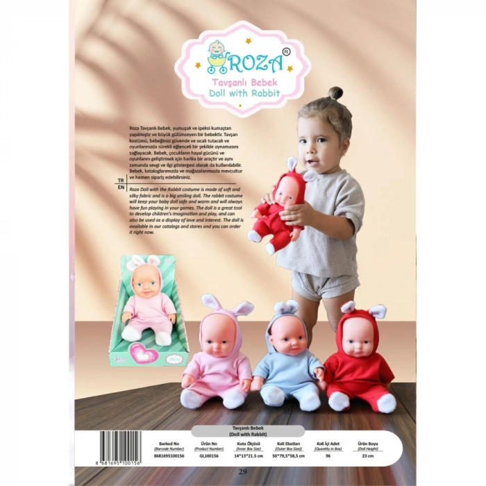 GLOBAL GL100156 SEVİMLİ SESLİ BEBEK ROZA TAVŞAN  FİGÜRLÜ  (96)