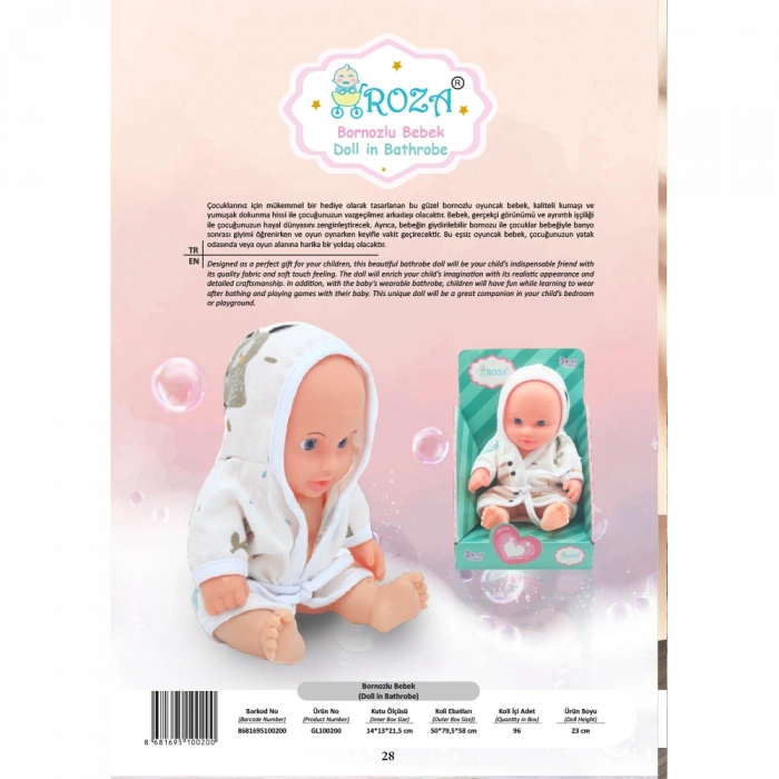 GLOBAL GL100200 ROZA STANDLI BORNOZLU BEBEK