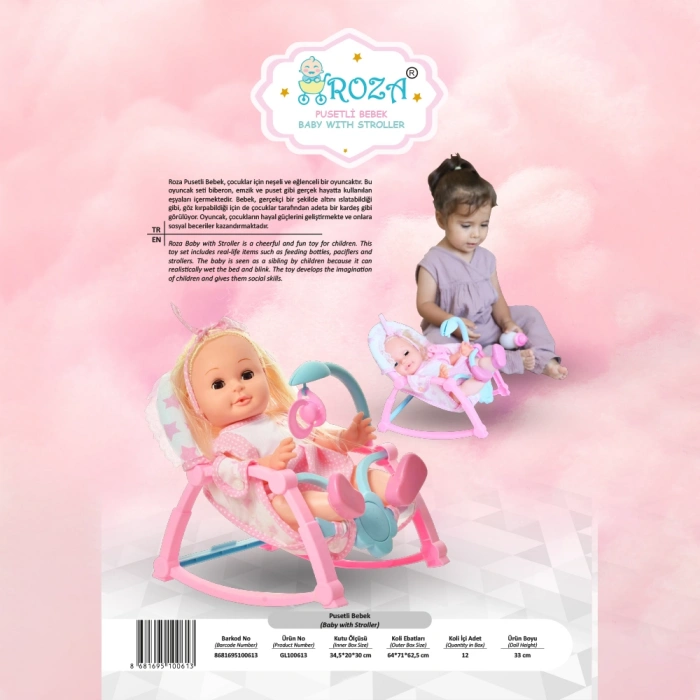 GLOBAL GL100613 ROZA PUSETLİ ALTINI ISLATAN BEBEK