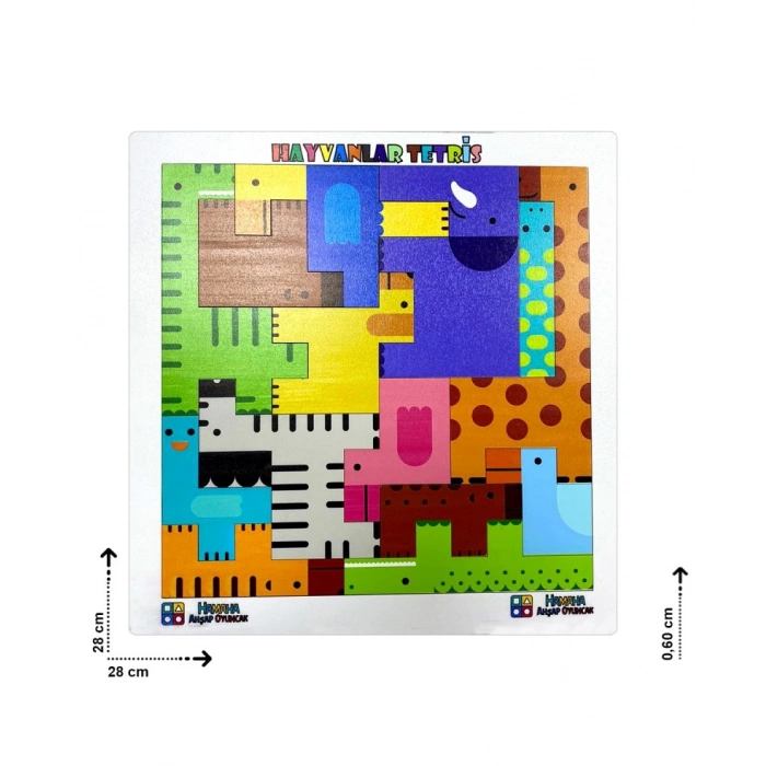 HAMAHA HMH-1076 BEYAZ ÇERÇ. AHŞAP HAYVAN PUZZLE 28  CM X 28 CM