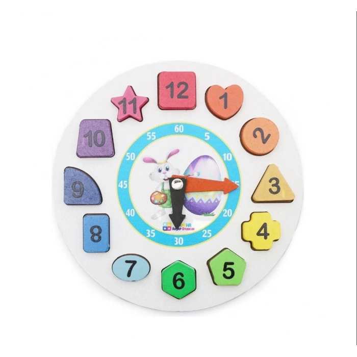 HAMAHA HMH-253 AHŞAP TAVŞAN GEOMETRİK BULTAK RENKLİ SAAT