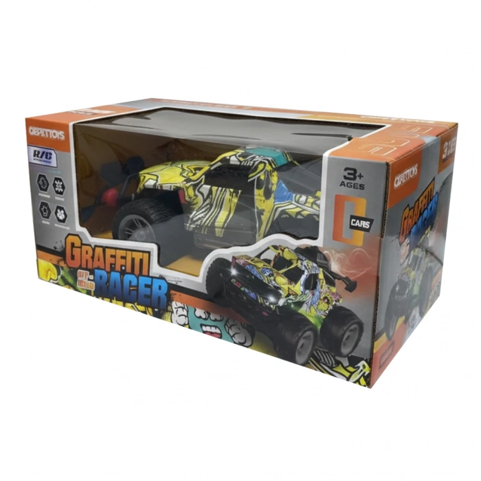 KİNDER 1:16 BÜYÜK TEKER ŞARJLI UZAKTAN KUMANDALI GRAFİTİ DESENLİ LED IŞIKLI JEEP PİSCK-UP