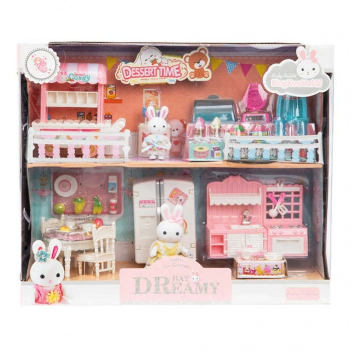 MEGA 010101BIG06626 BAY DREAMY MİNİ TAVŞAN-ÇİFT KATLI MUTFAK OYUN SETİ