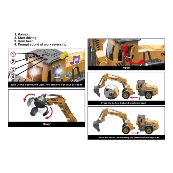 MEGA 010101BIGW9101H VİNÇ SİLİNDİR KEPÇE İNŞAAT SETİ