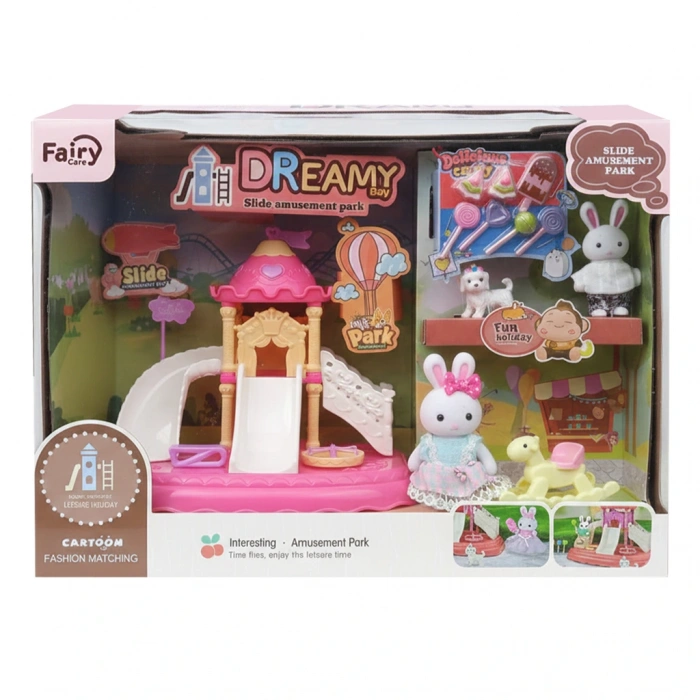 MEGA 150092BIG06656 BAY DREAMY MİNİ TAVŞAN- KAYDIRAKLI EĞLENCE PARKI