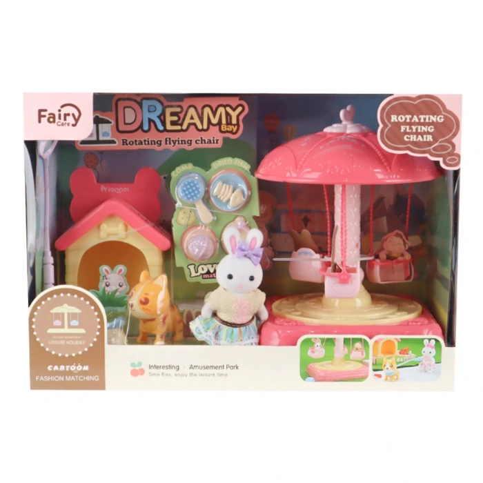 MEGA 150092BIG06660 BAY DREAMY MİNİ TAVŞAN- DÖNER SALINCAK EĞLENCE PAR