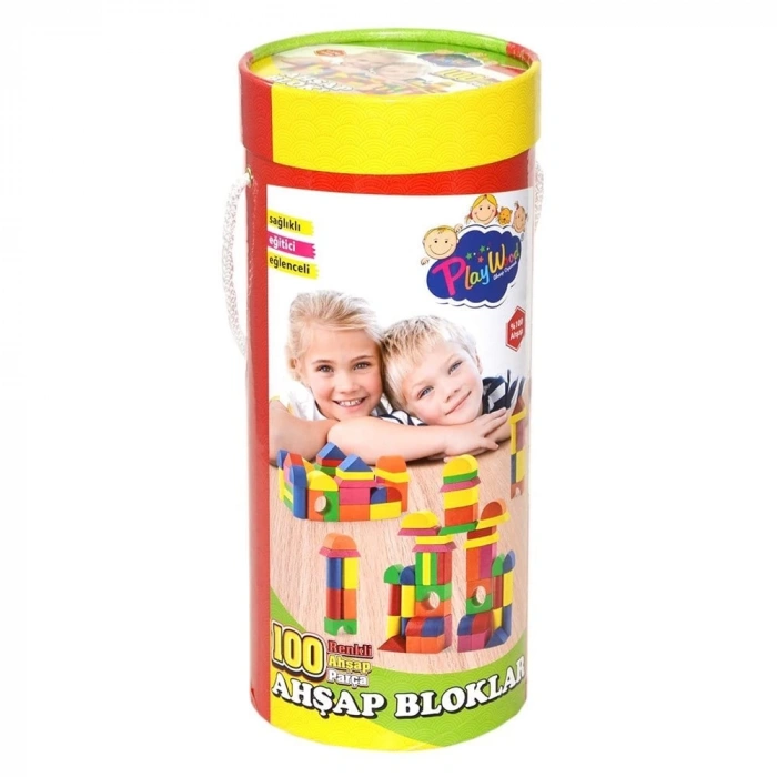 ONYIL ONY-309 SİLİNDİR KUTUDA 100 P RENKLİ AHŞAP BLOKLAR