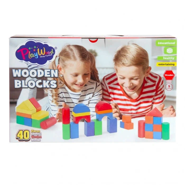 ONYIL ONY-403 KUTUDA 40 PARÇA AHŞAP RENKLİ BLOKLAR