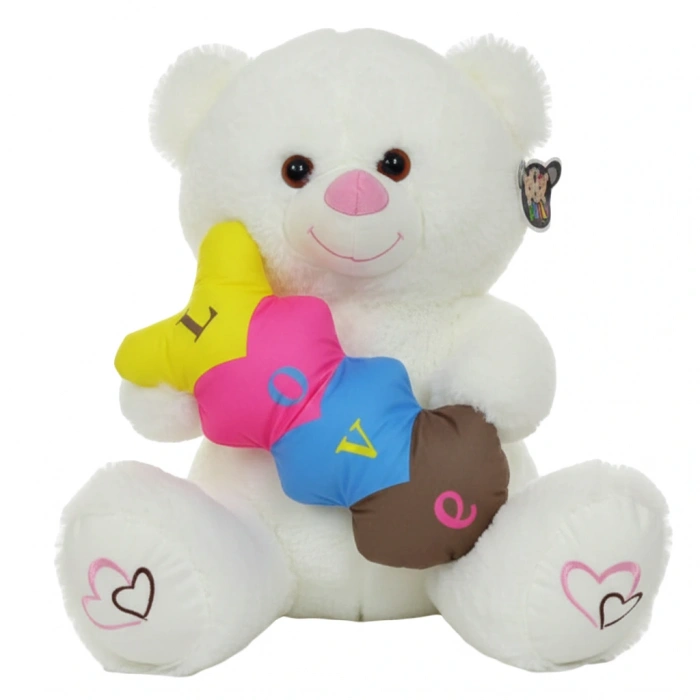 POLLY TOYS POL-1102 RENKLİ KALPLİ AYICIK 60 CM