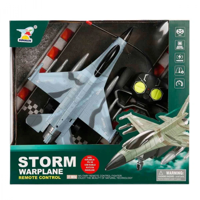 SUNMAN-S00005097 SUN-RST-R/C UÇAK SAVAŞ F/F 3.7V.USB 27MHZ.2R.