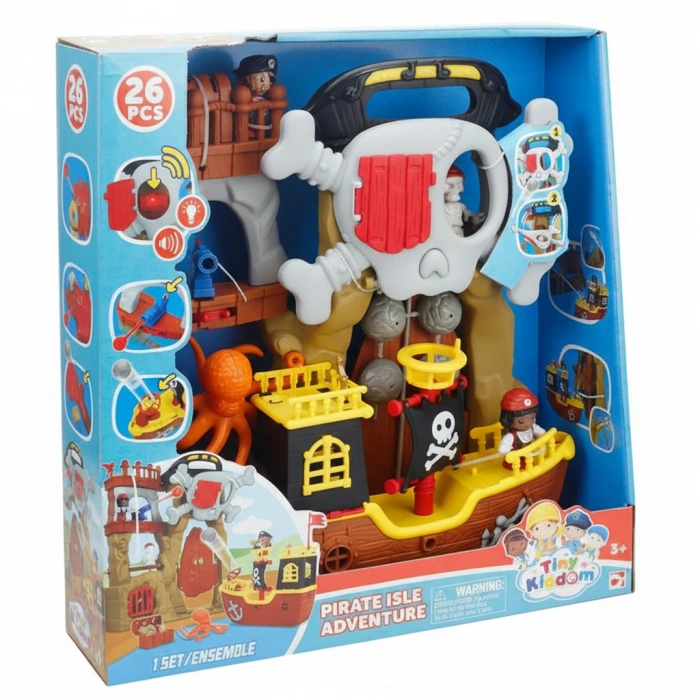 SUNMAN S00033231 SUN-CPM-OYUN SET TINY KIDDOM KORSAN ADASI MACERASI 26PRÇ.SES/IŞIK