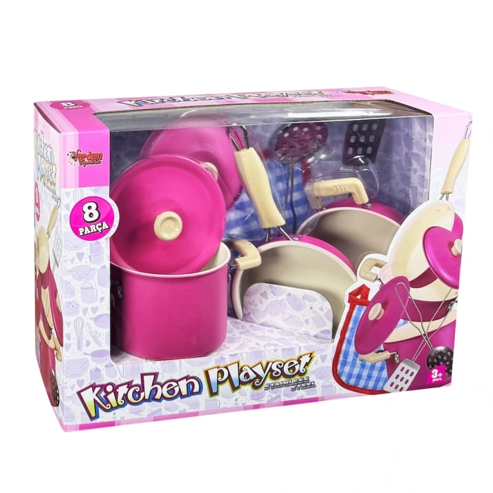 VARDEM ATF-1818-6A 8 PARÇA PEMBE EMAYE TENCERE (18)