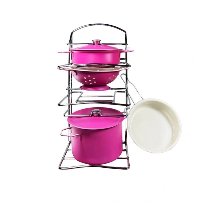 VARDEM ATF-683G-6 7 PARÇA ÇELİK RAFLI PEMBE EMAYE (18)